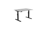 Zoom Single Height Adjust Desk -  Top With Black Portals, 1200 x 800 x 18mm - Chicago Concrete / Black Frame