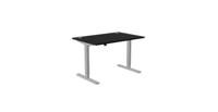 Zoom Single Height Adjust Desk -  Top With Black Portals, 1200 x 800 x 18mm - Black / Silver Frame