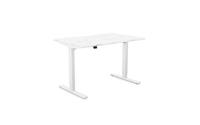 Zoom Single Height Adjust Desk -  Top With White Portals, 1200 x 800 x 18mm - White Marble / White Frame
