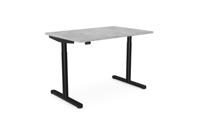 RoundE Height Adjust Desk -  Top With Black Portals, 1200 x 800 x 18mm - Chicago Concrete / Black Frame