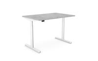 RoundE Height Adjust Desk -  Top With Black Portals, 1200 x 800 x 18mm - Chicago Concrete / White Frame