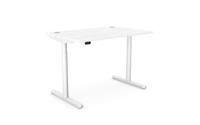 RoundE Height Adjust Desk -  Top With White Portals, 1200 x 800 x 18mm - White Marble / White Frame