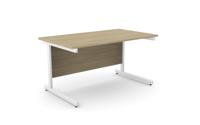 Ashford Metal Leg 1800mm x 800mm Straight Desk - White Leg / Urban Oak Top