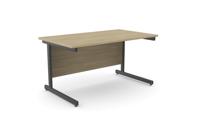 Ashford Metal Leg 1800mm x 800mm Straight Desk - Black Leg / Urban Oak Top