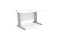 Komo Metal Leg 1400mm x 800mm Straight Desk - White/SLV