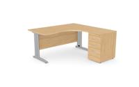 Komo Metal Leg 1600/800 x 1200/600mm R/H Crescent - Beech  SLV with Desk High Ped