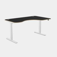 Curvy Height Adjustable Zoom White Legs- 1600 x 800 Right handed Black Top