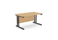 Ashford Twin Bar Metal Leg 1400mm x 800mm Straight Desk - Beech/BLK