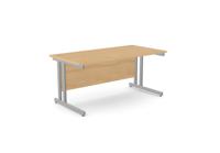 Ashford Twin Bar Metal Leg 1600mm x 800mm Straight Desk - Beech/SLV