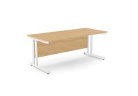Ashford Twin Bar Metal Leg 1800mm x 800mm Straight Desk - Beech/WHT