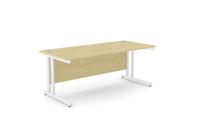Ashford Twin Bar Metal Leg 1800mm x 800mm Straight Desk - Maple/WHT