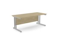 Ashford Twin Bar Metal Leg 1800mm x 800mm Straight Desk - Silver Leg / Urban Oak Top
