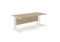 Ashford Twin Bar Metal Leg 1800mm x 800mm Straight Desk - White Leg / Urban Oak Top