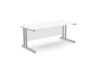 Ashford Twin Bar Metal Leg 1800mm x 800mm Straight Desk - White/SLV