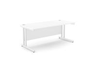 Ashford Twin Bar Metal Leg 1800mm x 800mm Straight Desk - White/WHT