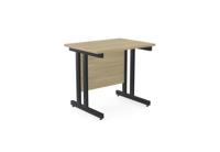Ashford Twin Bar Metal Leg 800mm x 600mm Straight Desk - Urban Oak/BLK