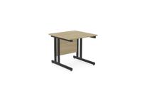 Ashford Twin Bar Metal Leg 800mm x 800mm Straight Desk - Urban Oak/BLK