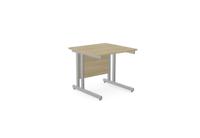 Ashford Twin Bar Metal Leg 800mm x 800mm Straight Desk - Urban Oak/SLV