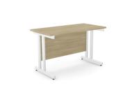Ashford Twin Bar Metal Leg 1200mm x 600mm Straight Desk - Urban Oak/WHT