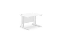 Ashford Twin Bar Metal Leg 1000mm x 800mm Straight Desk - White/WHT