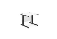 Ashford Twin Bar Metal Leg 800mm x 800mm Straight Desk - White/BLK