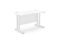 Ashford Twin Bar Metal Leg 1200mm x 600mm Straight Desk - White/WHT