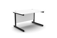 Ashford Metal Leg 1200mm x 800mm Straight Desk - White/BLK