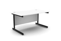 Ashford Metal Leg 1400mm x 800mm Straight Desk - White/BLK