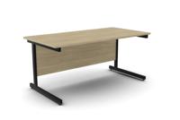 Ashford Metal Leg 1600mm x 800mm Straight Desk - Black Leg / Urban Oak Top