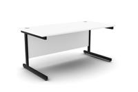 Ashford Metal Leg 1600mm x 800mm Straight Desk - Black Leg / White Top