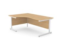 Ashford Metal Leg 1800/800 x 1200/600mm L/H Crescent - White Leg / Beech Top