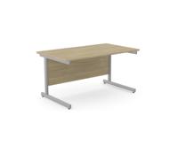 Ashford Metal Leg 1400mm x 800mm Straight Desk - Urban Oak/SLV