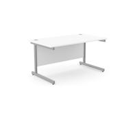 Ashford Metal Leg 1400mm x 800mm Straight Desk - White/SLV