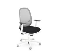Andy Mesh back Chair White Base, Grey Mesh, Adjustable Step Arm - Evert E001