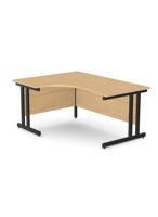 Ashford Twin Bar Metal Leg 1600/800 x 1200/600mm L/H Crescent - Black Leg / Beech Top