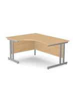 Ashford Twin Bar Metal Leg 1600/800 x 1200/600mm L/H Crescent - Silver Leg / Beech Top
