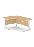 Ashford Twin Bar Metal Leg 1600/800 x 1200/600mm L/H Crescent - White Leg / Beech Top