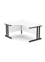 Ashford Twin Bar Metal Leg 1600/800 x 1200/600mm L/H Crescent - Black Leg / White Top