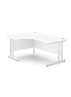 Ashford Twin Bar Metal Leg 1600/800 x 1200/600mm L/H Crescent - White Leg / White Top