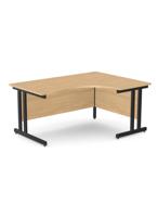 Ashford Twin Bar Metal Leg 1600/800 x 1200/600mm R/H Crescent - Black Leg / Beech Top