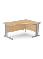 Ashford Twin Bar Metal Leg 1600/800 x 1200/600mm R/H Crescent - Silver Leg / Beech Top