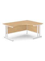 Ashford Twin Bar Metal Leg 1600/800 x 1200/600mm R/H Crescent - White Leg / Beech Top
