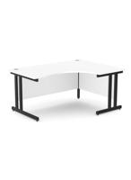 Ashford Twin Bar Metal Leg 1600/800 x 1200/600mm R/H Crescent - Black Leg / White Top