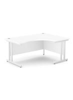 Ashford Twin Bar Metal Leg 1600/800 x 1200/600mm R/H Crescent - White Leg / White Top
