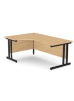 Ashford Twin Bar Metal Leg 1800/800 x 1200/600mm L/H Crescent - Black Leg / Beech Top