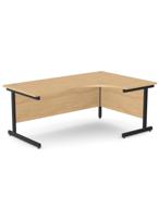 Ashford Twin Bar Metal Leg 1800/800 x 1200/600mm R/H Crescent - Black Leg / Beech Top