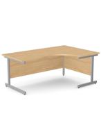 Ashford Twin Bar Metal Leg 1800/800 x 1200/600mm R/H Crescent - Silver Leg / Beech Top