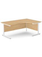Ashford Twin Bar Metal Leg 1800/800 x 1200/600mm R/H Crescent - White Leg / Beech Top