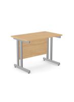 Ashford Twin Bar Metal Leg 1000mm x 600mm Straight Desk - Silver Leg / Beech Top