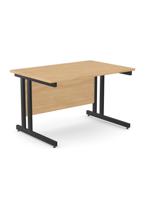 Ashford Twin Bar Metal Leg 1200mm x 800mm Straight Desk - Black Leg / Beech Top